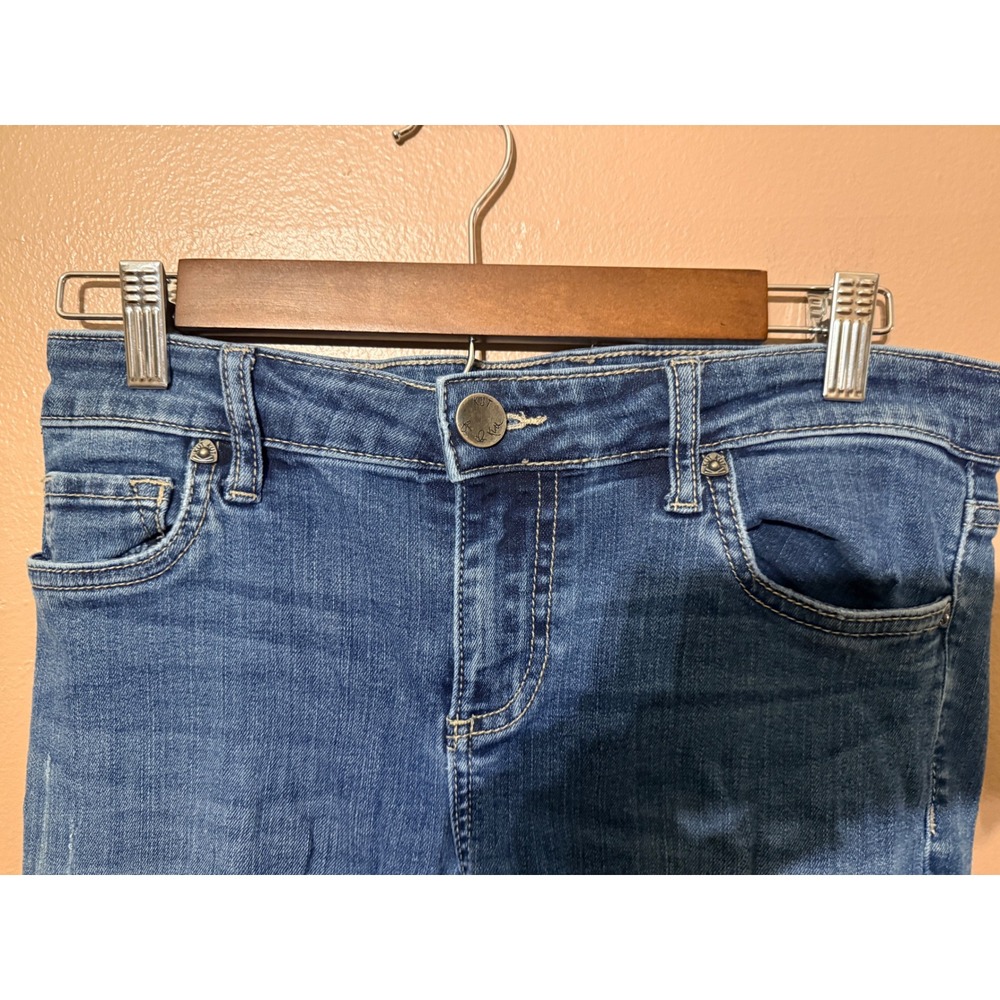 KUT from the Kloth 4 Blue Toothpick Skinny Jeans Distressed Cotton Blend Denim - Picture 3 of 8